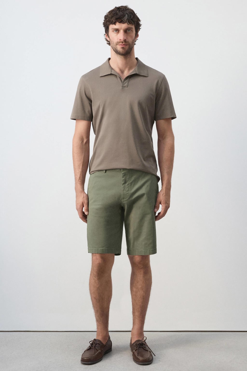 Mango Man slim fit chino short - middengroen