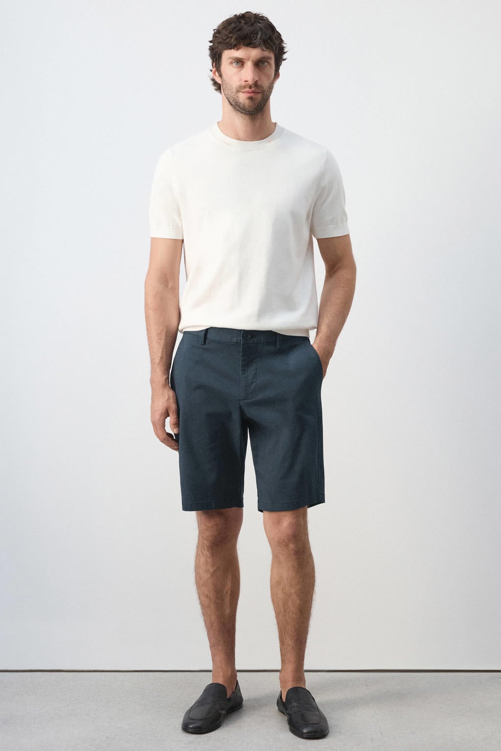 Mango Man slim fit chino short - marineblauw