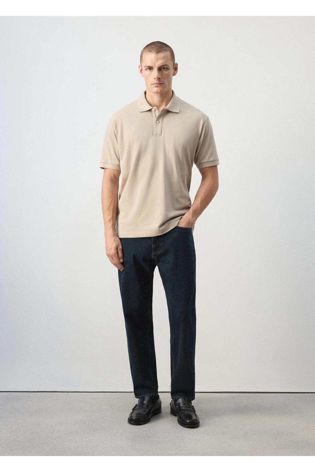 Mango Man regular fit piqué polo - middenbruin