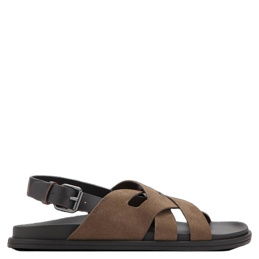 Bruine heren Mango Man leren sandalen - met gesp
