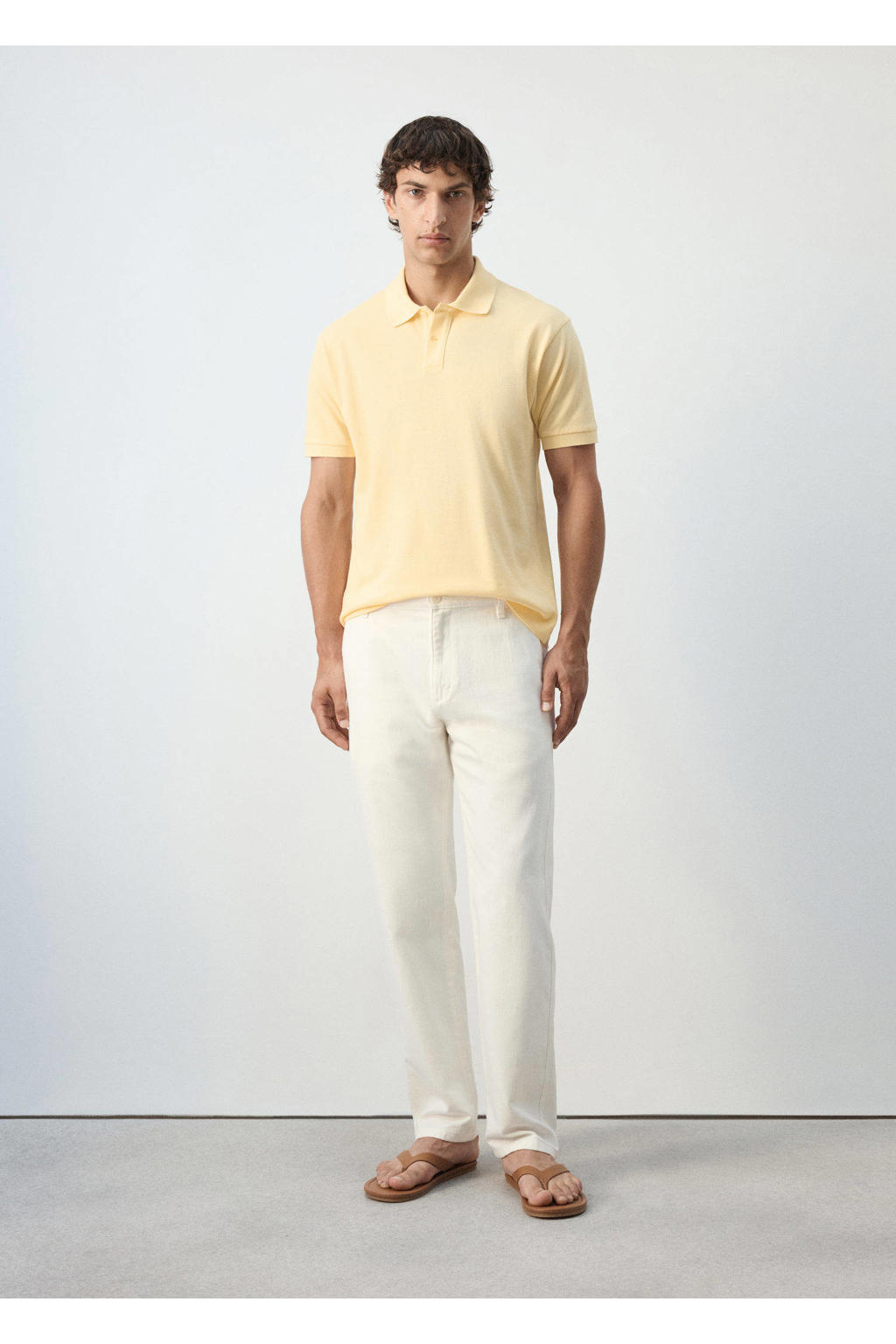 Mango Man regular fit piqué polo - geel