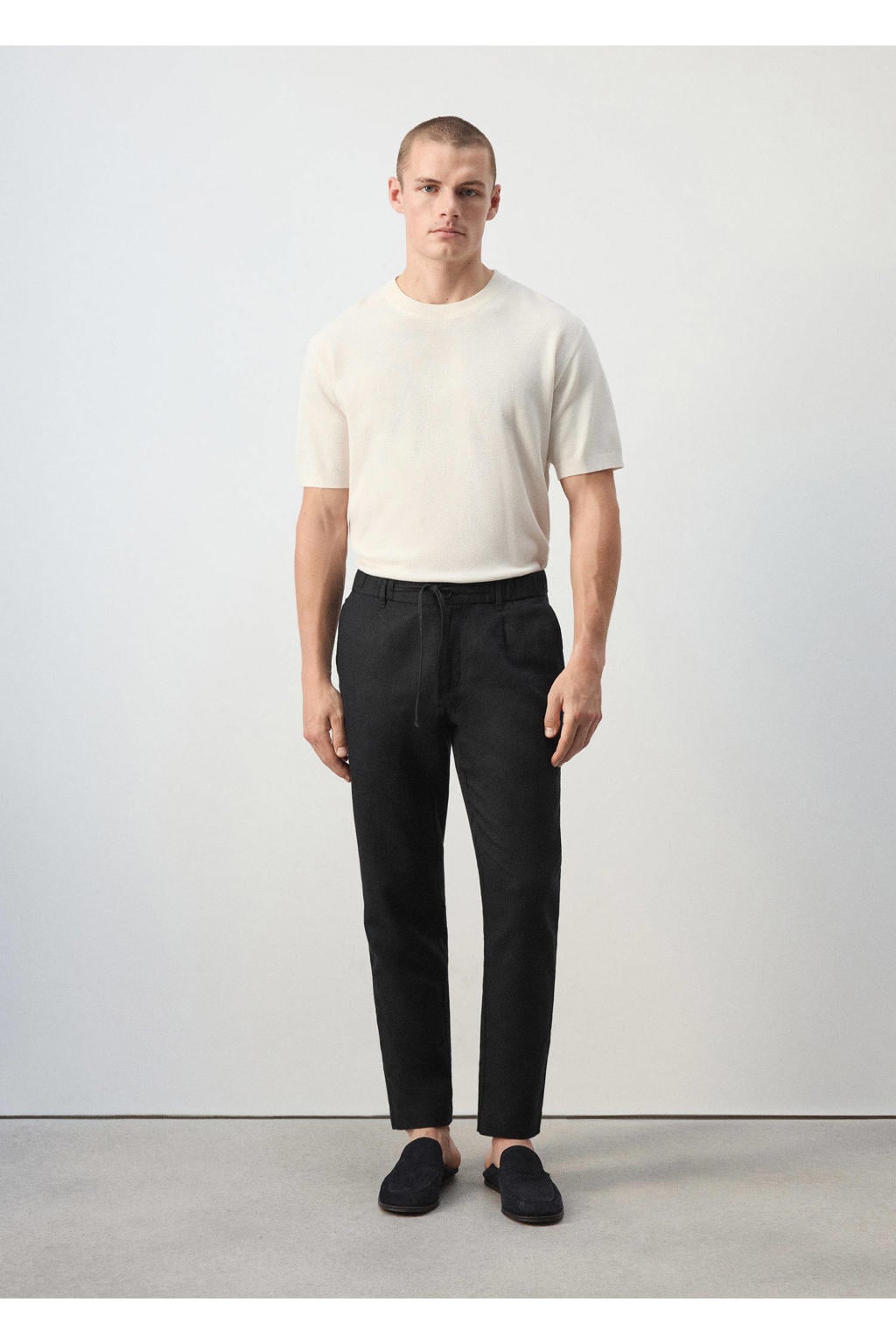 Mango Man linnen slim fit chino - zwart
