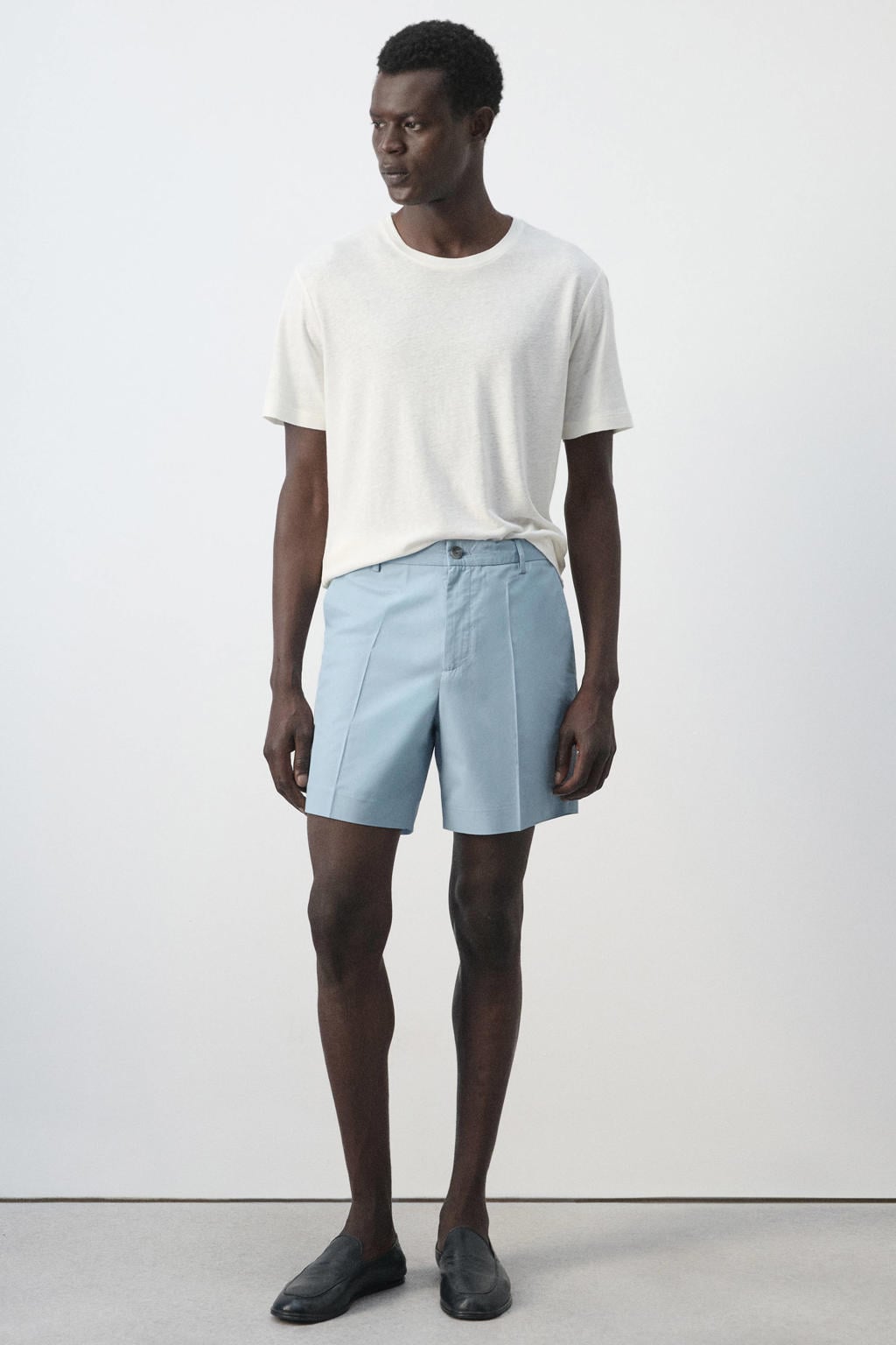 Mango Man linnen slim fit T-shirt - wit