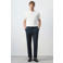Mango Man slim fit pantalon met linnen - marineblauw