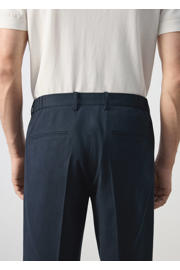 thumbnail: Mango Man slim fit pantalon met linnen - marineblauw