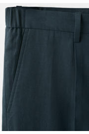 thumbnail: Mango Man slim fit pantalon met linnen - marineblauw