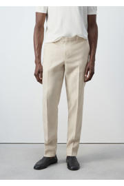 thumbnail: Mango Man linnen slim fit pantalon - lichtbeige