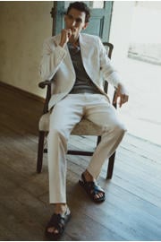 thumbnail: Mango Man linnen slim fit colbert - lichtbeige