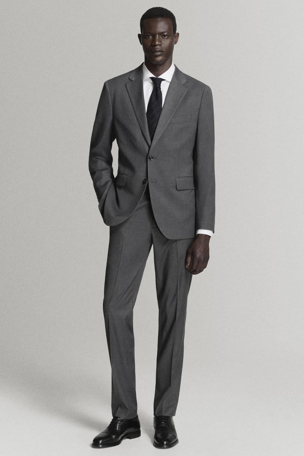 Mango Man slim fit gemêleerd colbert - grijs