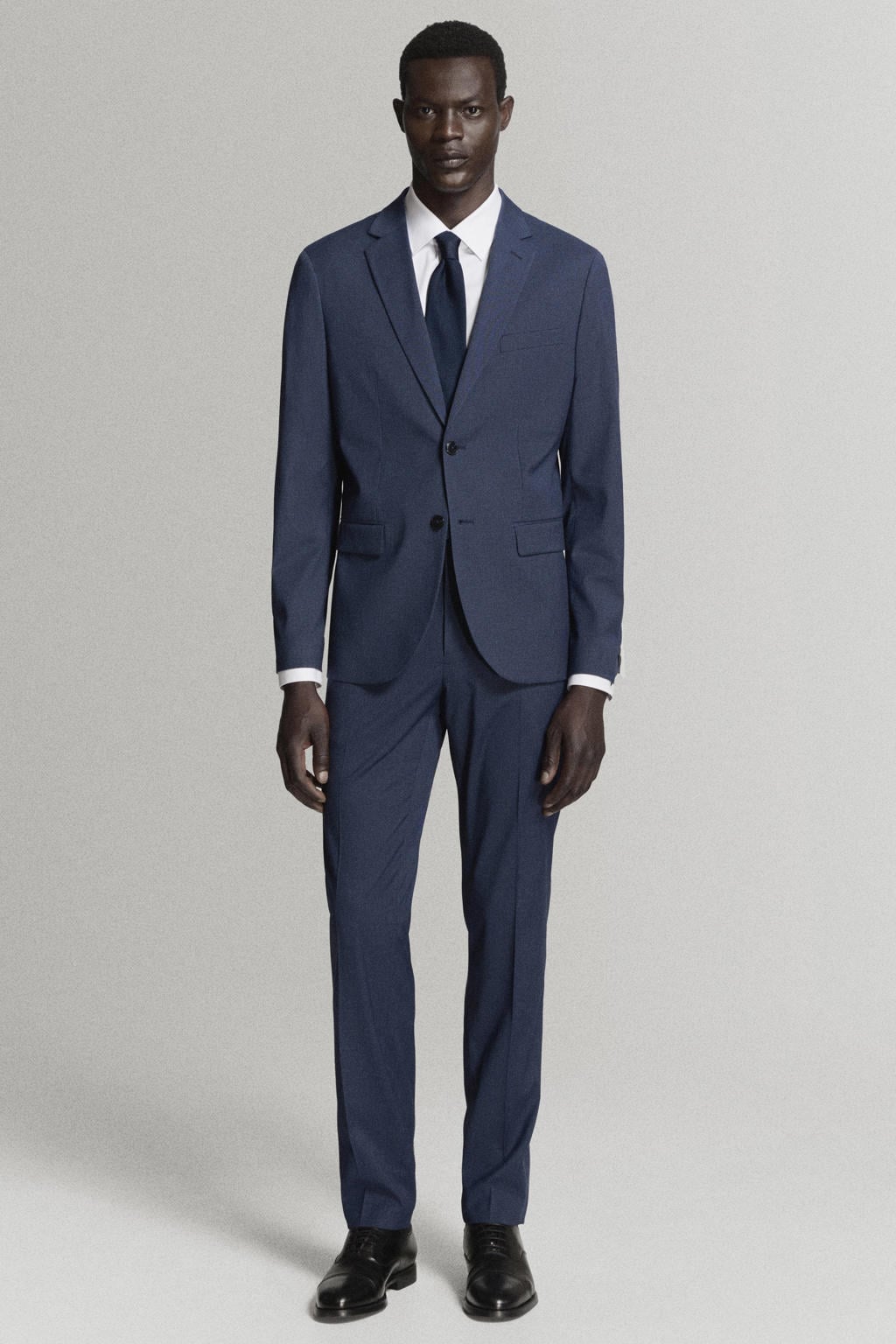 Mango Man super slim fit geruite pantalon - middenblauw