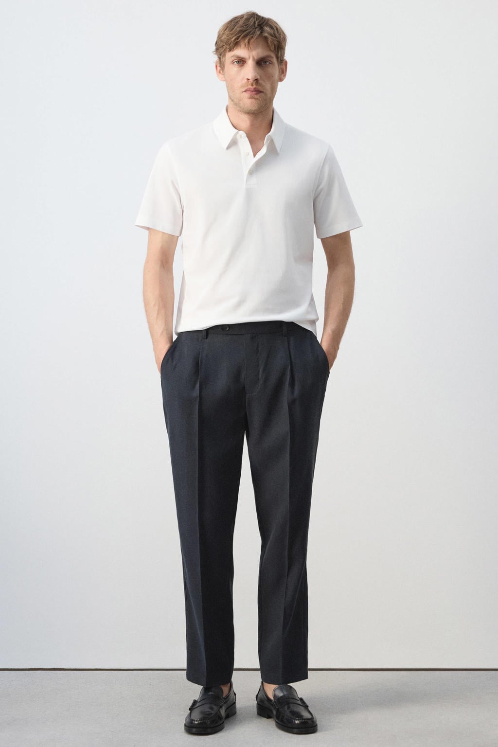 Mango Man slim fit polo - wit