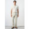 Mango Man slim fit broek met linnen - lichtbeige