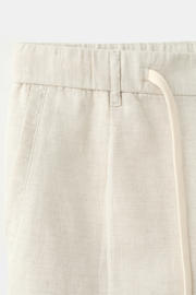 thumbnail: Mango Man slim fit broek met linnen - lichtbeige
