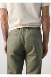 thumbnail: Mango Man slim fit casual broek met linnen - middengroen