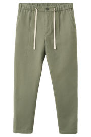 thumbnail: Mango Man slim fit casual broek met linnen - middengroen