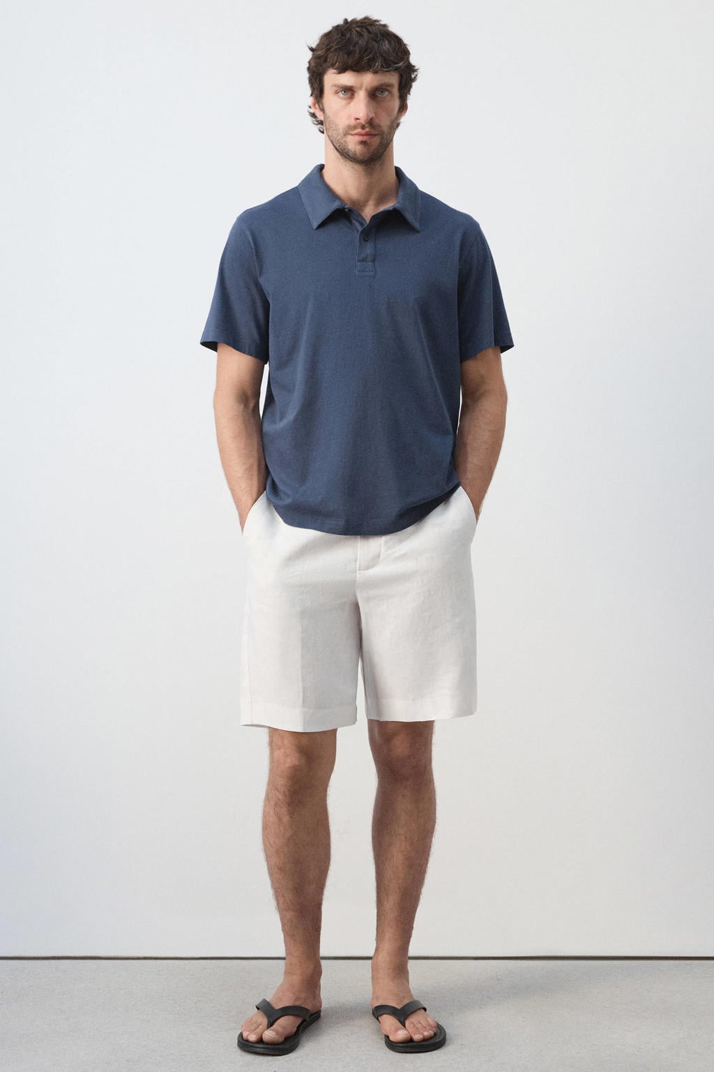 Mango Man regular fit polo - donkerblauw