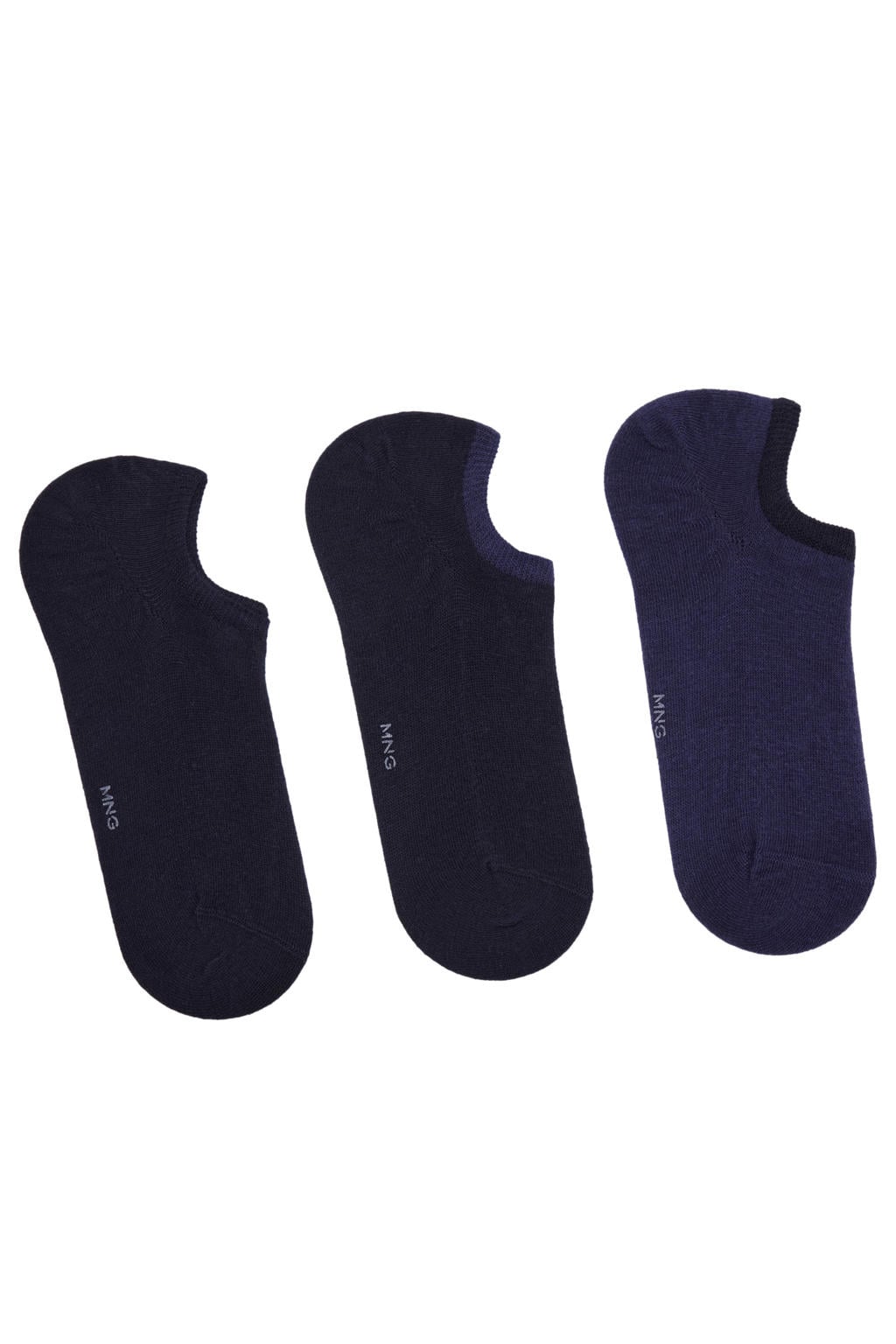 Mango Man sneakersokken - set van 3 blauw