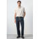 Mango Man slim fit casual broek met linnen - marine