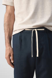 thumbnail: Mango Man slim fit casual broek met linnen - marine