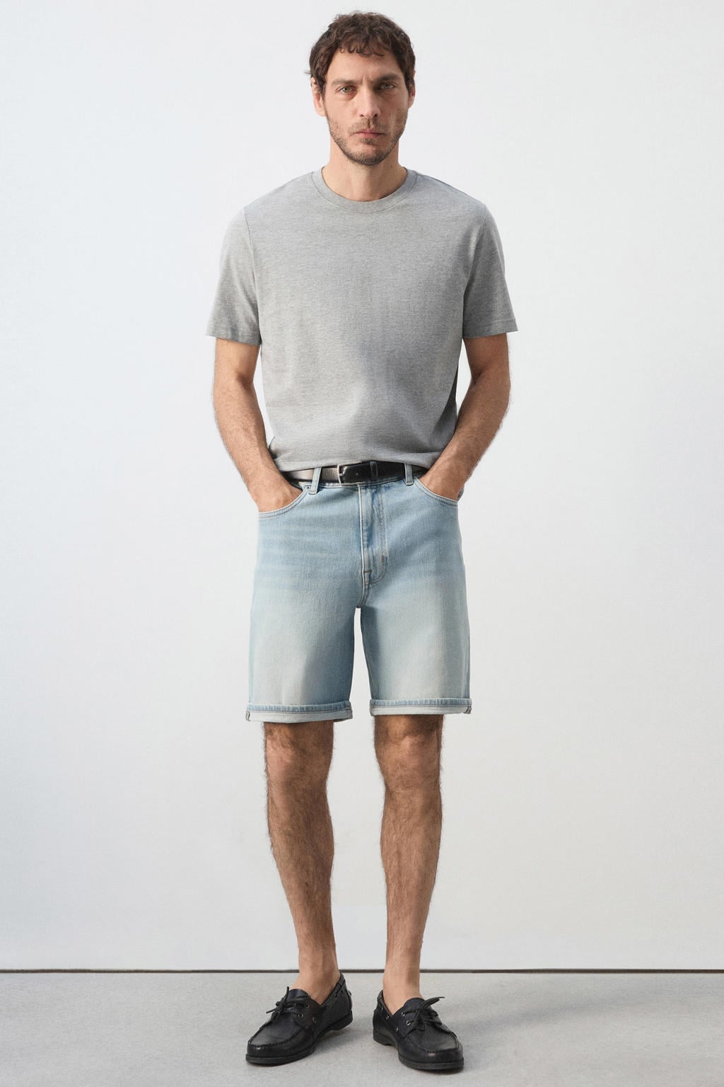 Mango Man slim fit denim short - blauw