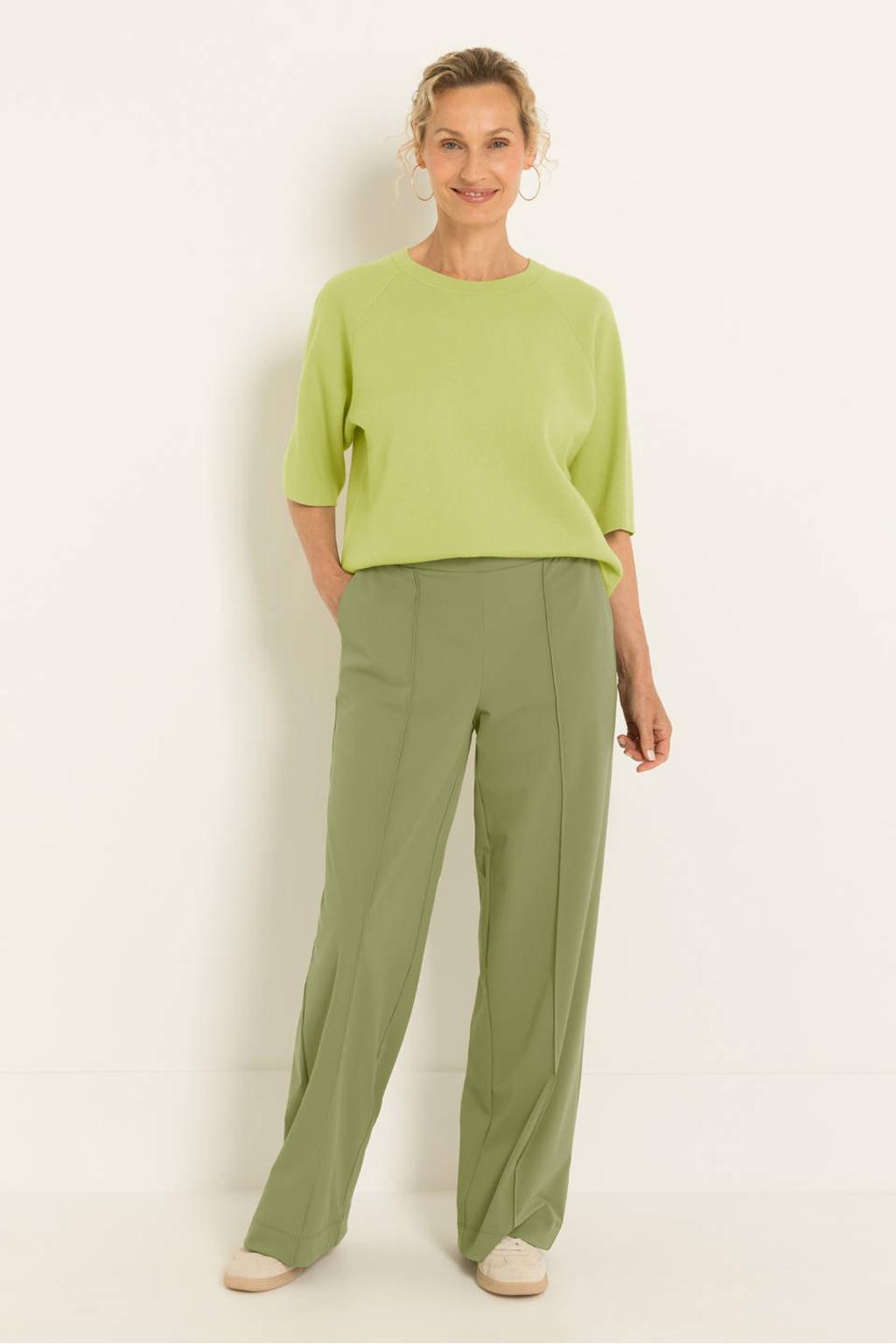 Groene dames CLAUDIA BY CLAUDIA STRÄTER wide leg broek met effen