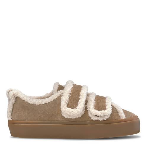 Inuikii Shearling Low Velco leren sneakers lichtbruin