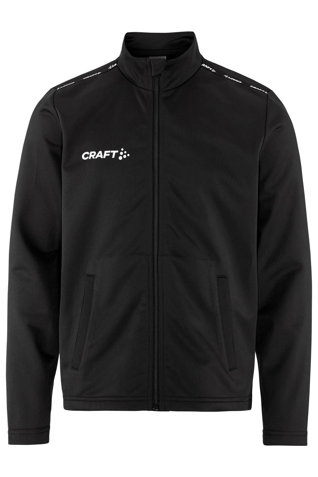 Zwarte jongens en meisjes Craft Squad Go trainingsjack van polyester met effen, lange mouwen en ritssluiting