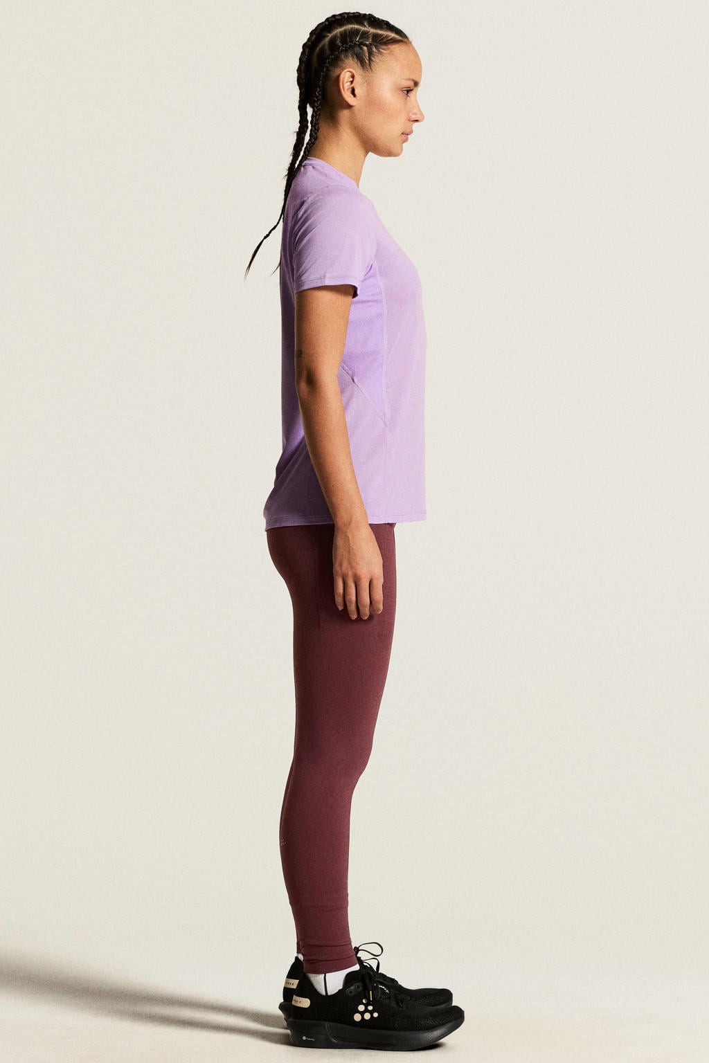 Lilakleurige dames Craft Essence sportshirt van polyester met korte mouwen en ronde hals
