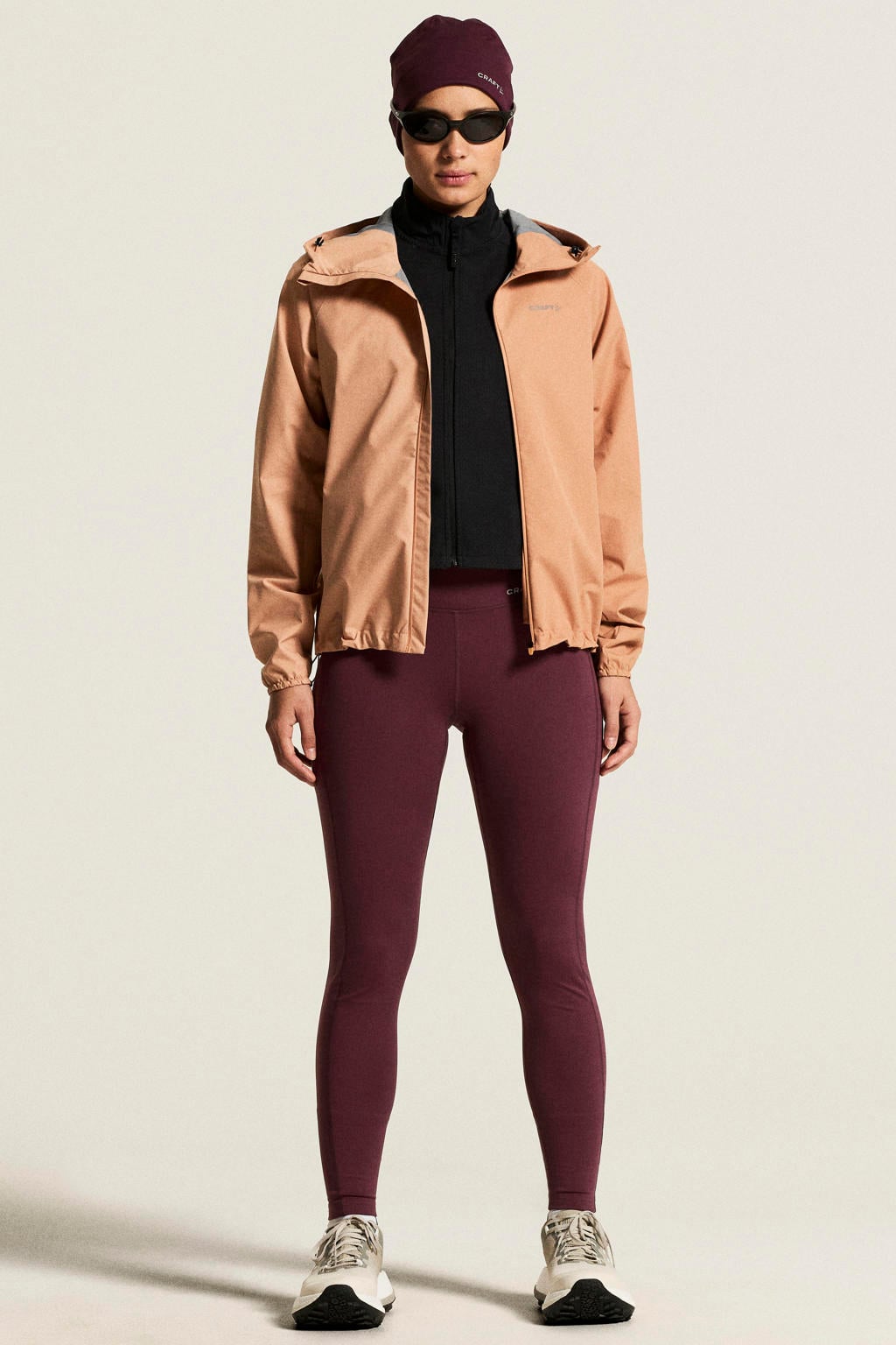 Donkerrode dames Craft Essence Warm sportlegging van polyester met slim fit, elastische tailleband en effen