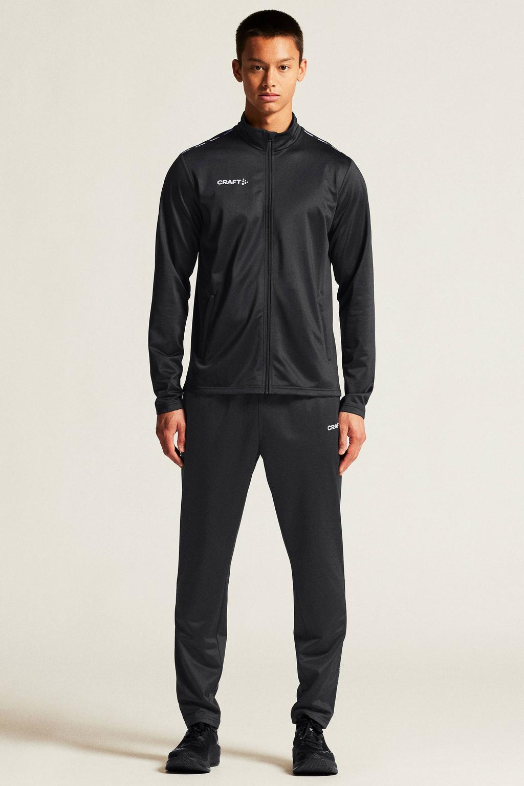 Zwarte heren Craft Squad Go trainingsbroek van polyester met elastische tailleband met koord en effen