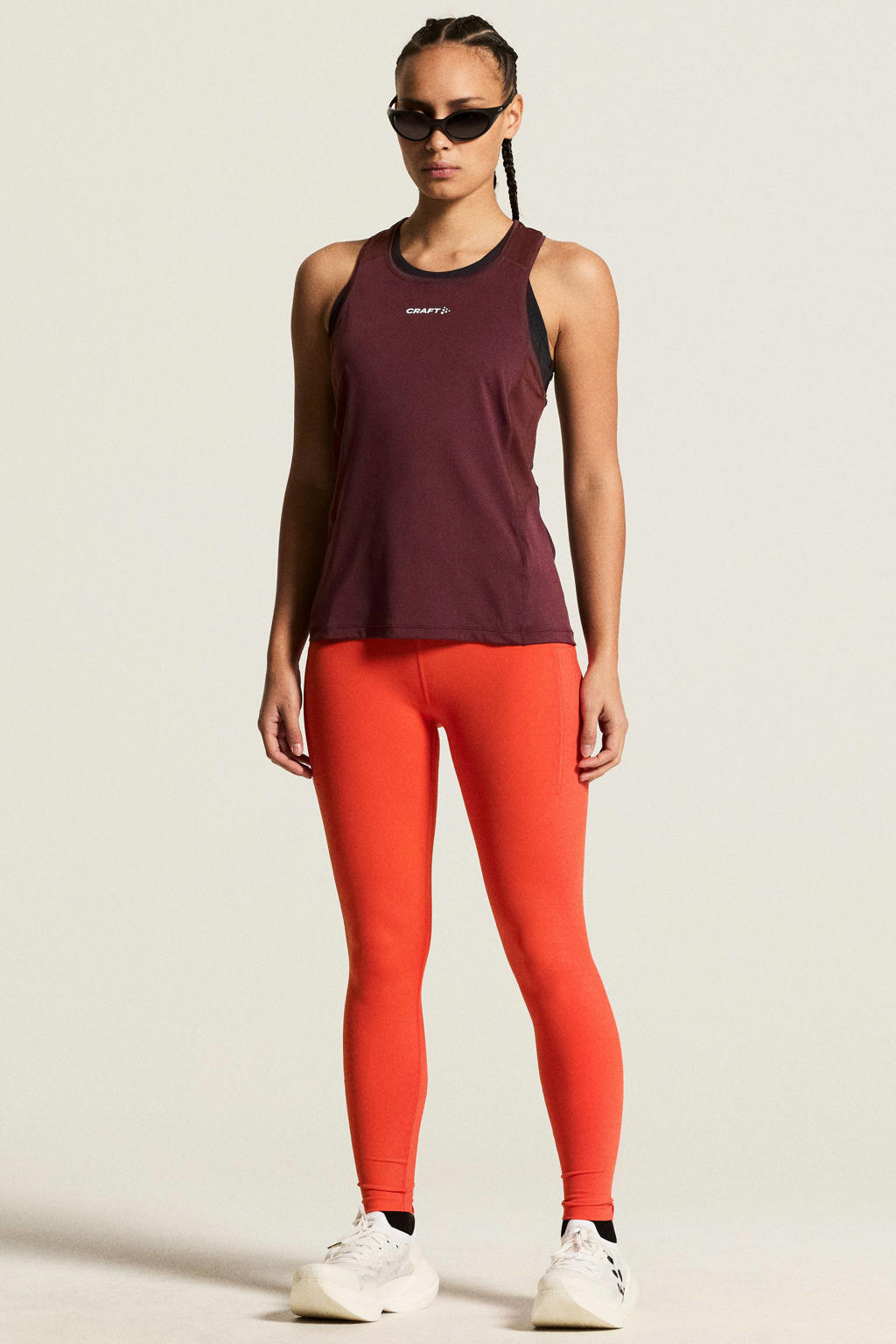 Donkerrode dames Craft Essence sporttop van polyester met ronde hals