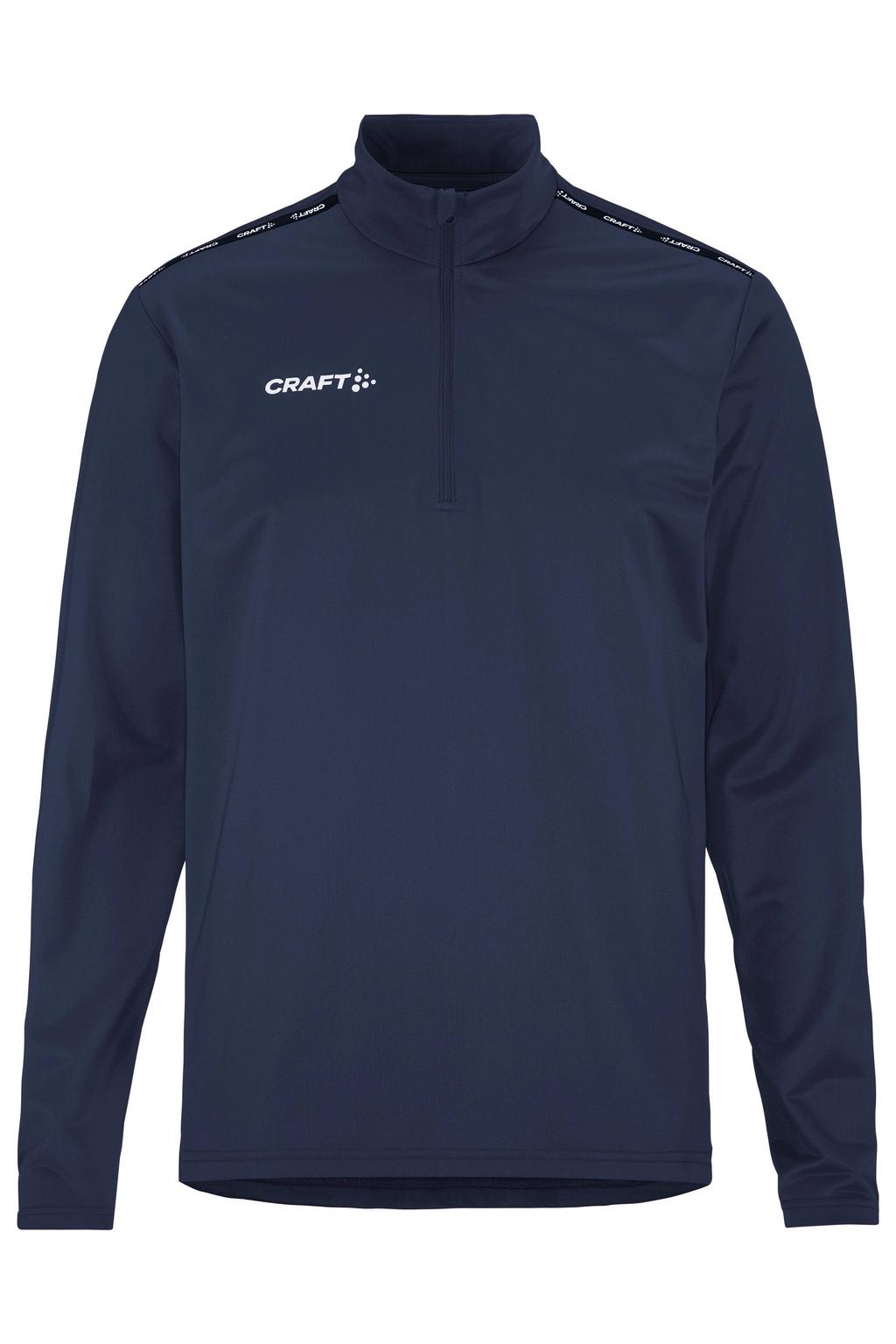 Donkerblauwe heren Craft Squad Go sportsweater van polyester met lange mouwen en halve rits
