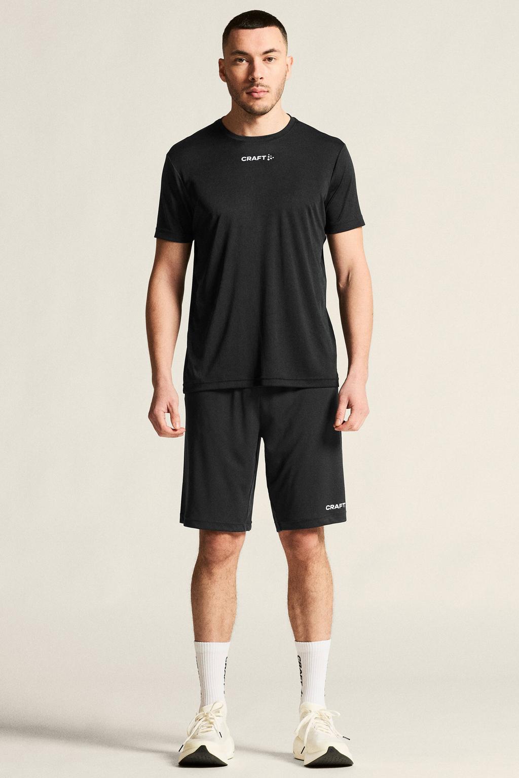 Zwarte heren Craft Squad Go sportshirt van polyester met effen, korte mouwen en ronde hals