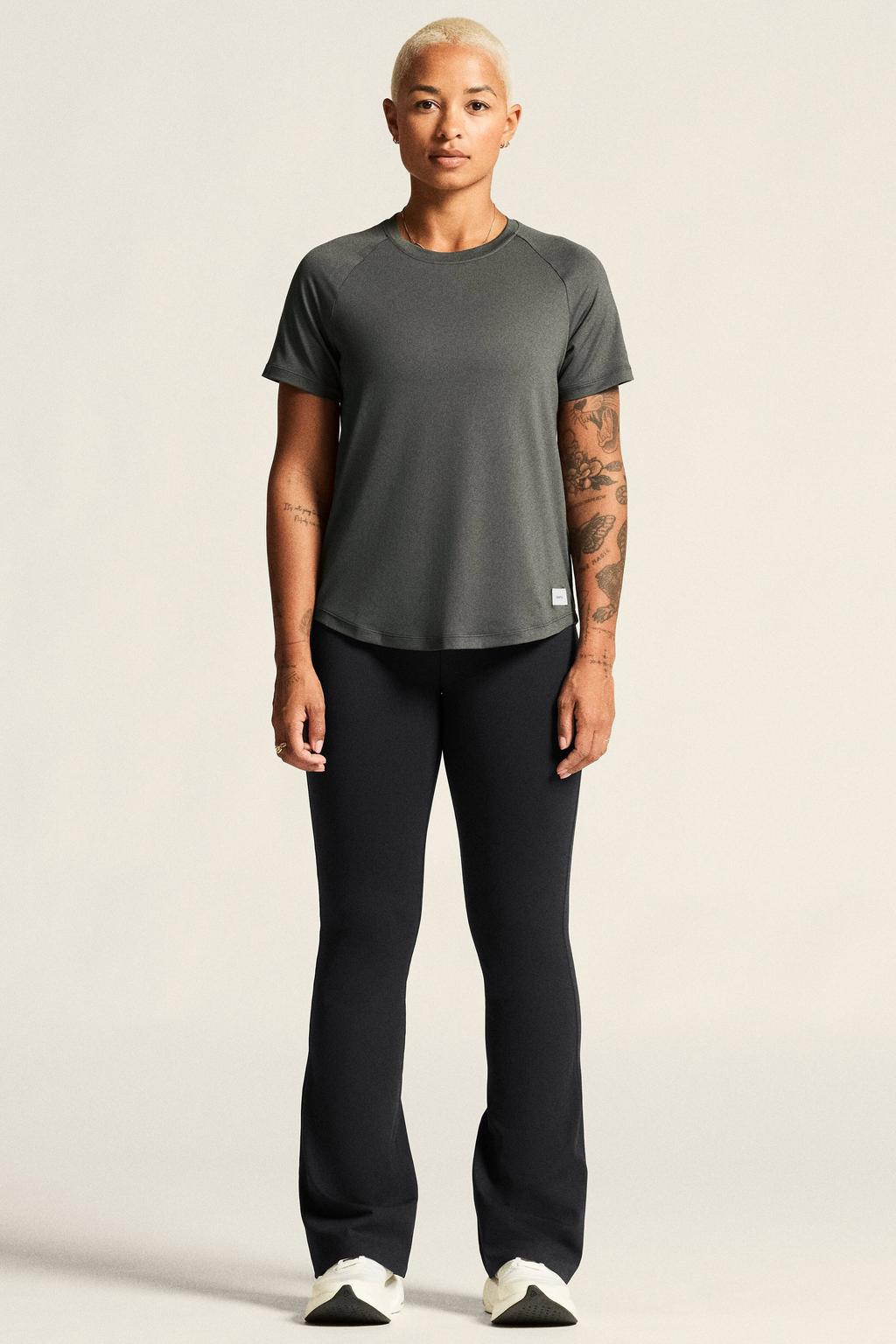 Antraciete dames Craft Collective sportshirt van polyester met korte mouwen en ronde hals