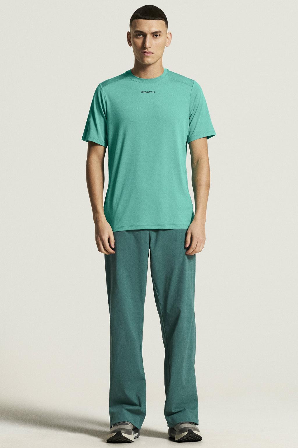 Groene heren Craft Essence sportshirt van polyester met korte mouwen en ronde hals