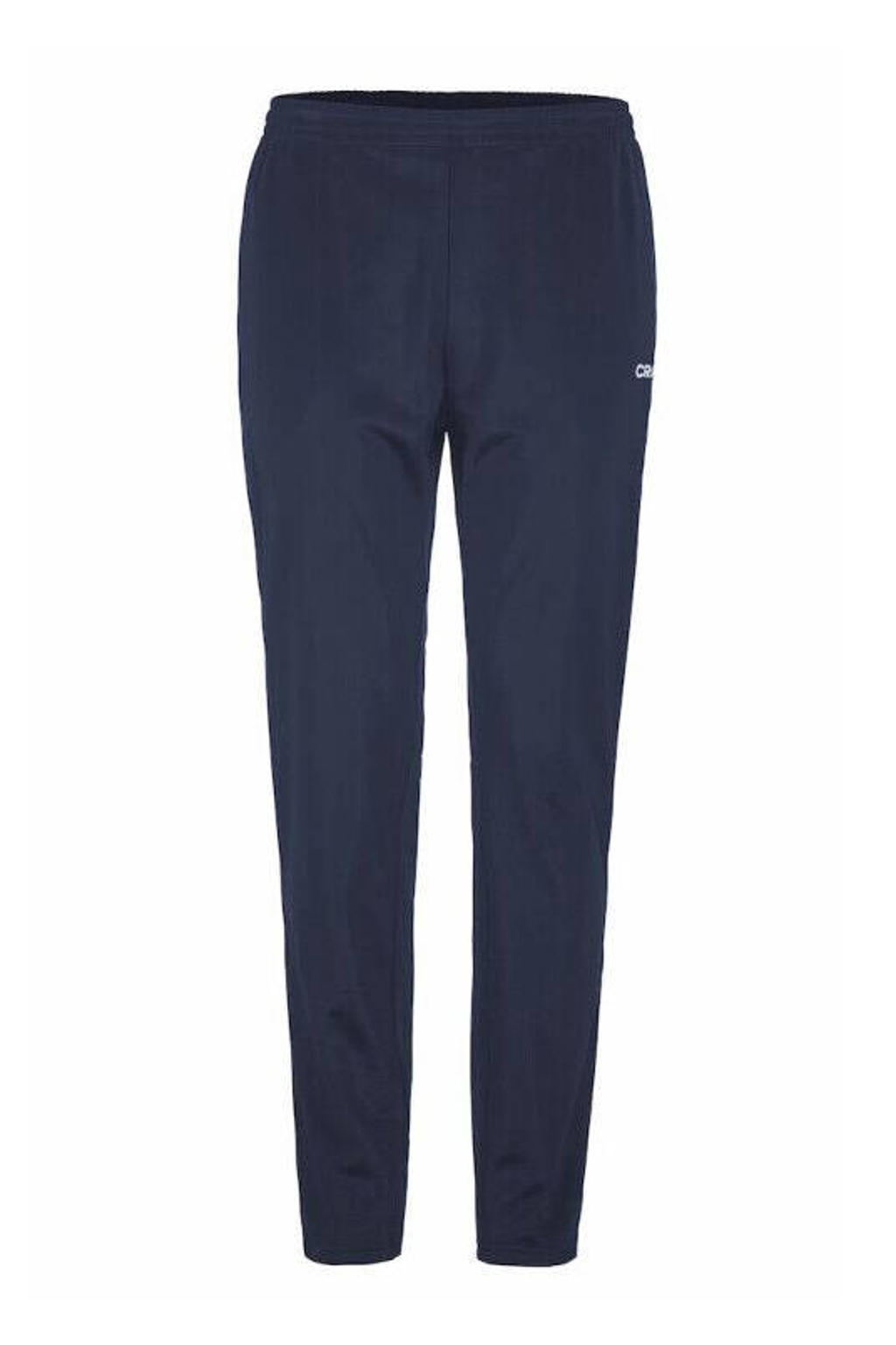 Donkerblauwe jongens en meisjes Craft Squad Go junior trainingsbroek van polyester met elastische tailleband met koord en effen