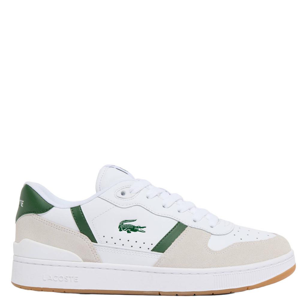 Wit en groene heren Lacoste T-Clip Set leren sneakers -