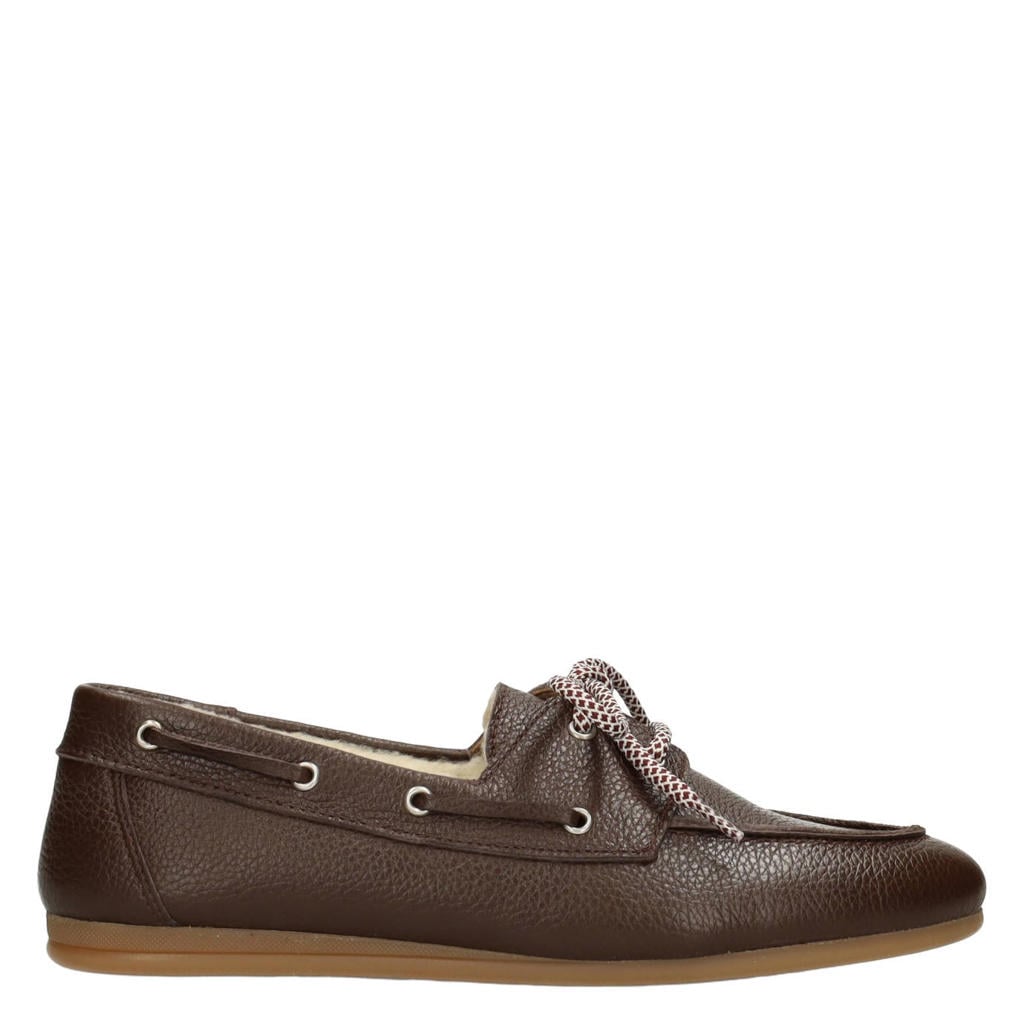 PS Poelman Callie leren bootschoenen - bruin