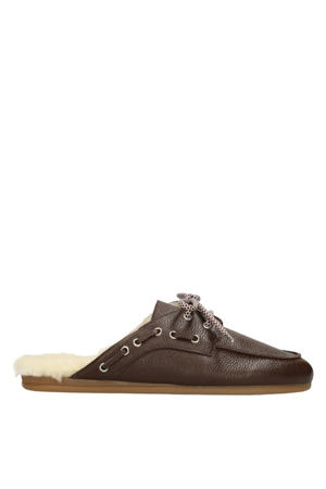 Loes leren clogs - bruin