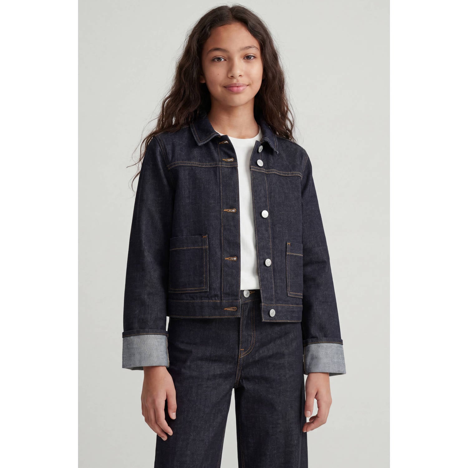 JJXX GIRL spijkerjas donkerblauw