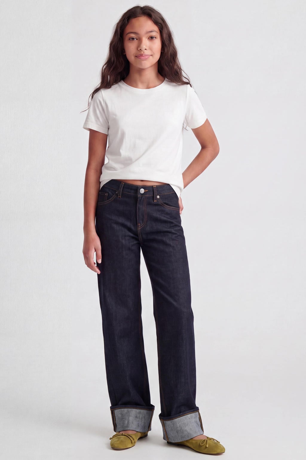 JJXX GIRL JXTOKYO regular fit wide leg jeans - donkerblauw