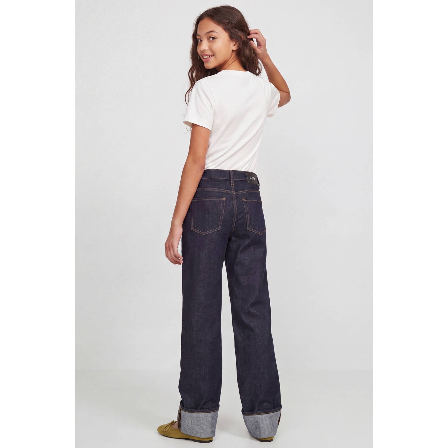 JJXX GIRL JXTOKYO regular fit wide leg jeans donkerblauw