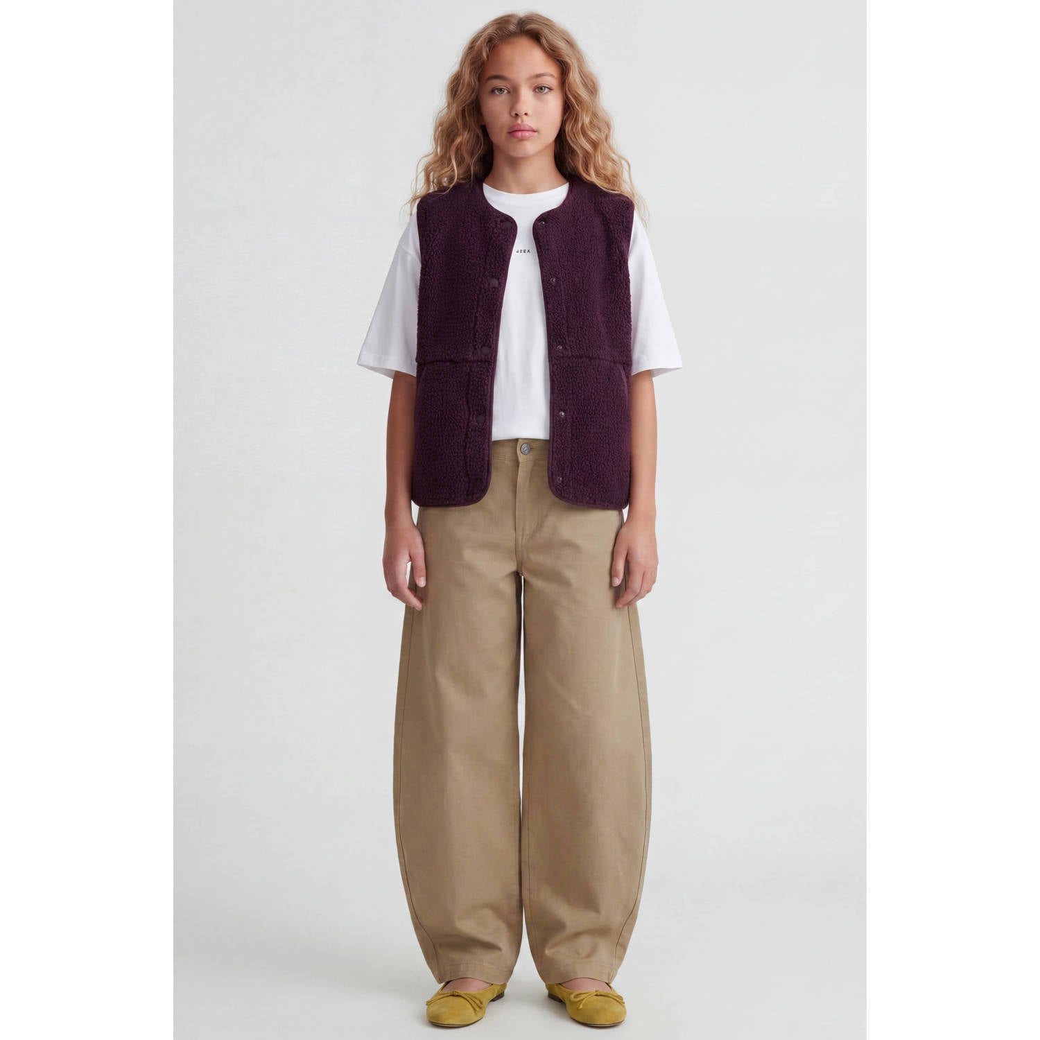 JJXX GIRL rechtvallend teddy gilet donkerrood