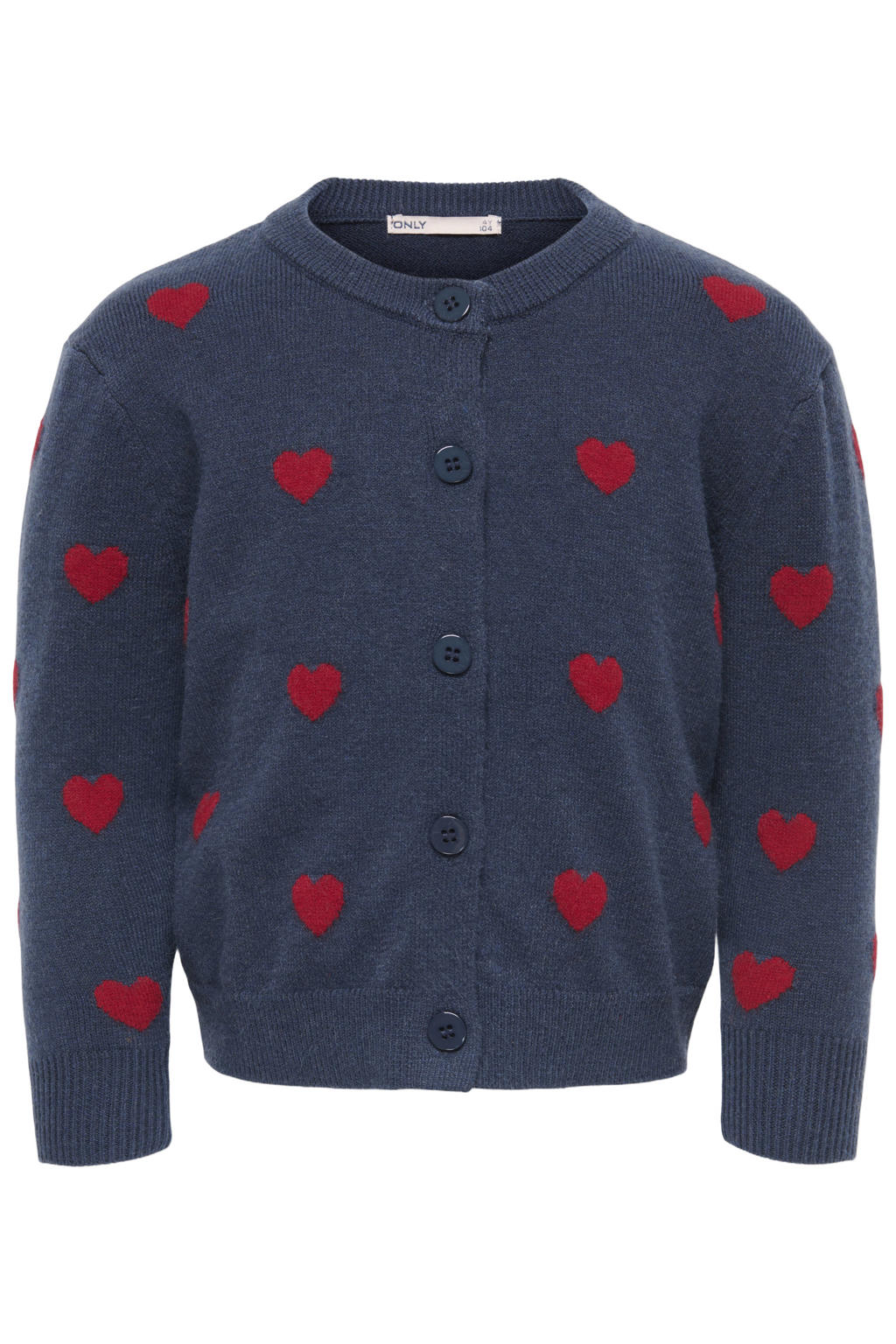KIDS ONLY MINI gebreid vest met borduursels en hartjes - donkerblauw
