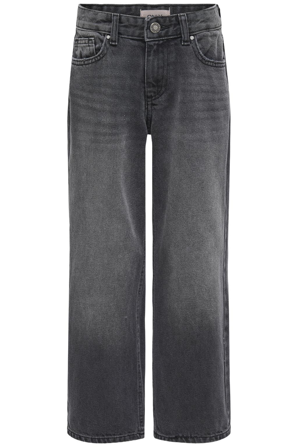 Zwarte meisjes KIDS ONLY GIRL wide leg jeans van katoen met rits- en knoopsluiting en effen