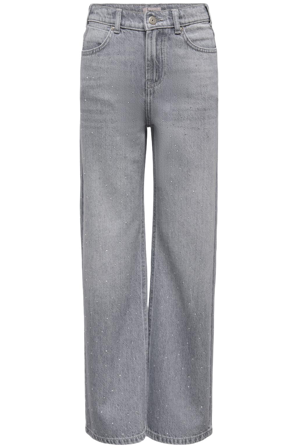 Grey denim meisjes KIDS ONLY GIRL wide leg jeans van denim met rits- en knoopsluiting en effen