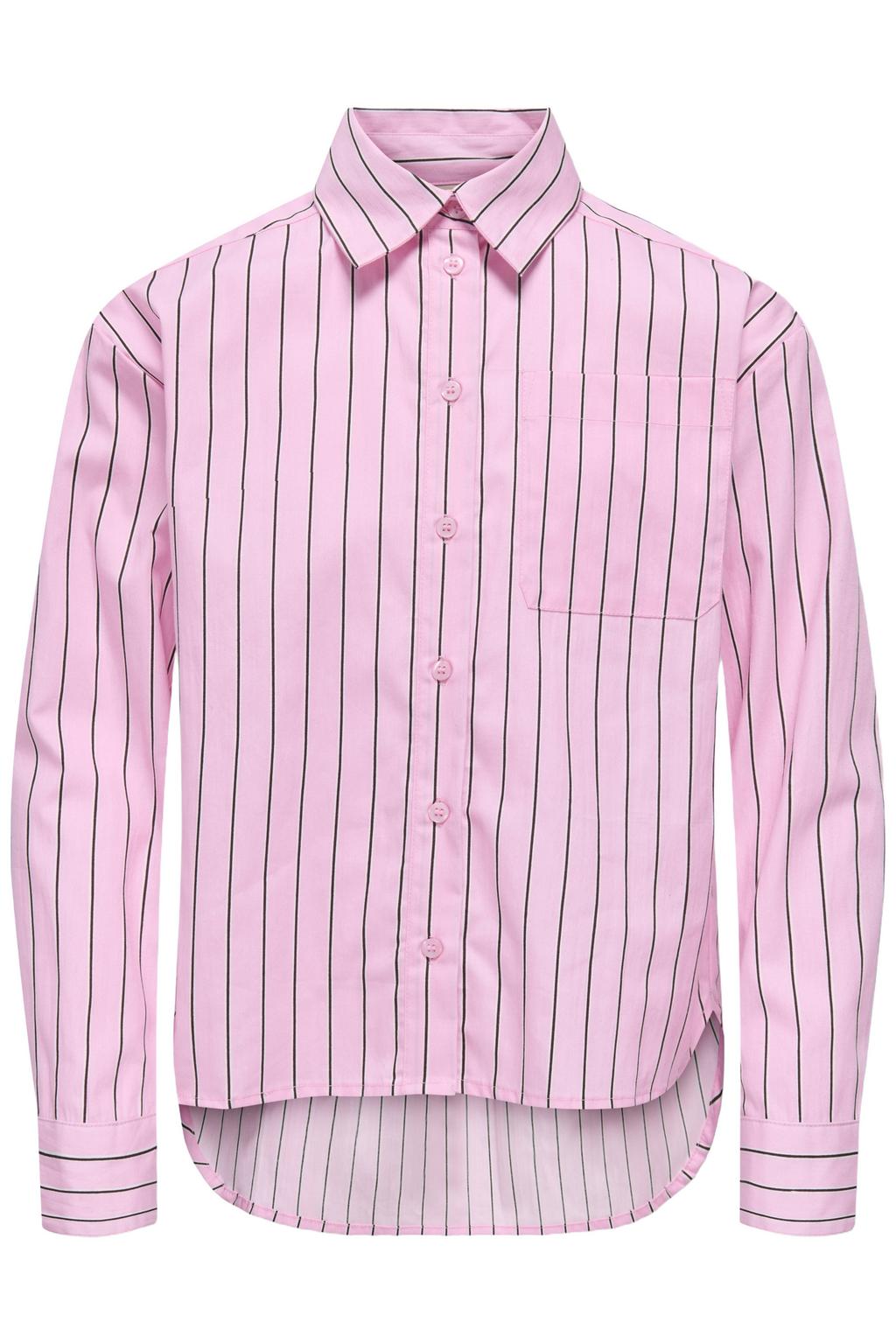 Roze meisjes KIDS ONLY GIRL rechtvallende gestreepte blouse van katoen met lange mouwen, button down sluiting, knoopsluiting en geweven detail