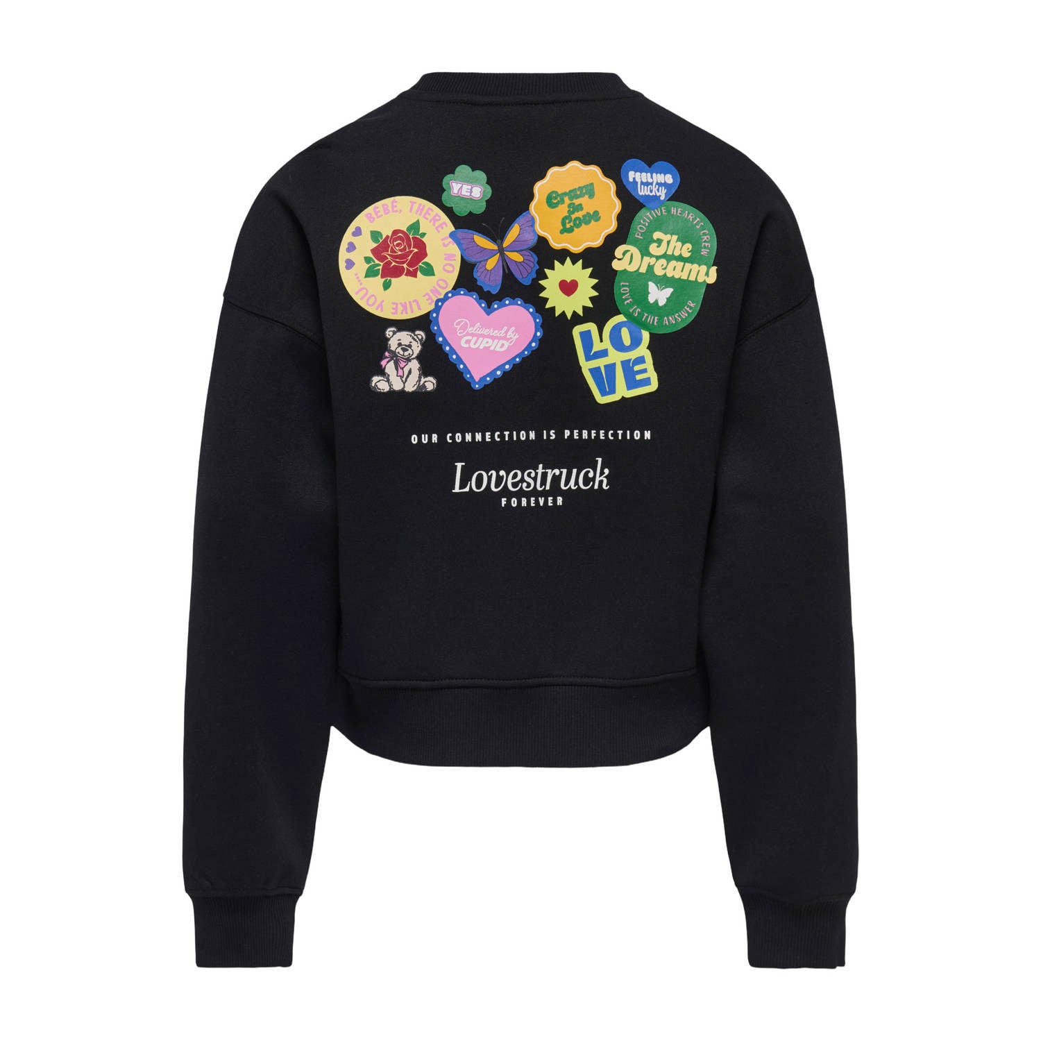 ONLY KIDS GIRL sweater met backprint zwart