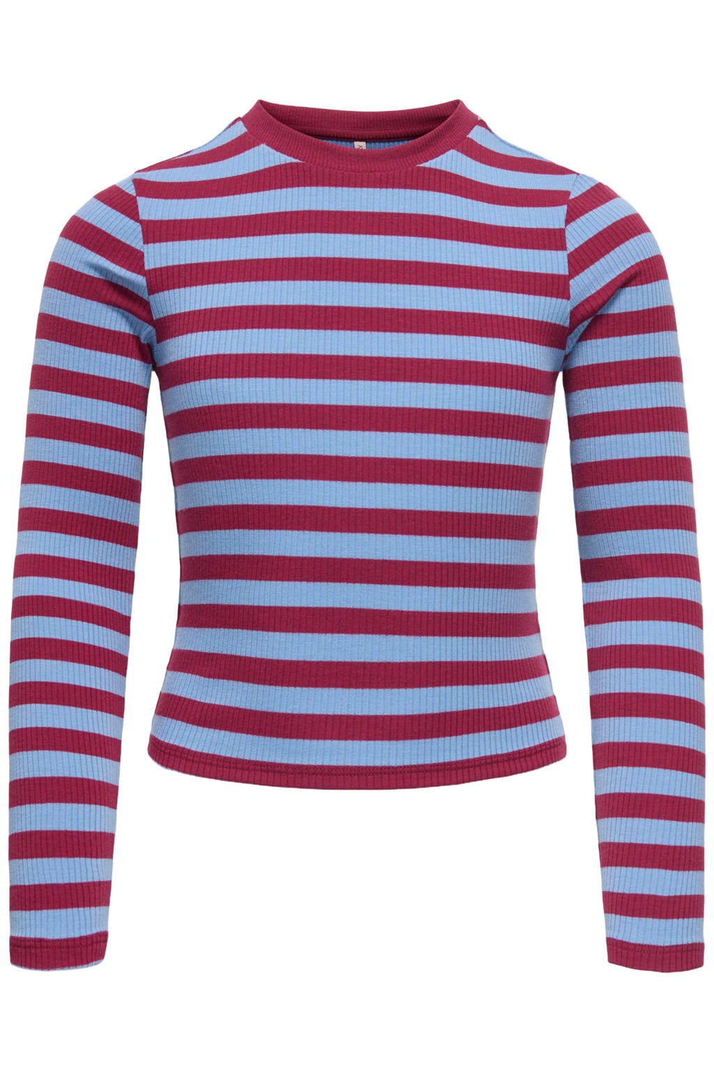 Paars en lichtblauwe meisjes KIDS ONLY GIRL gestreepte longsleeve van polyester met lange mouwen, ronde hals en rib gebreide details
