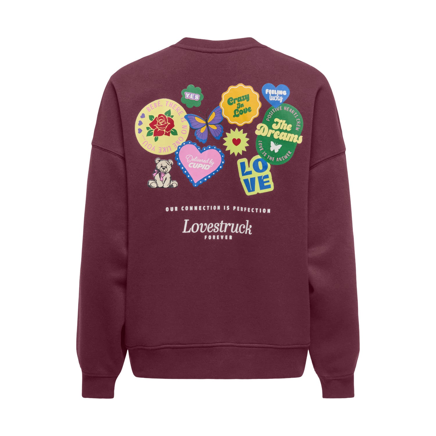 ONLY KIDS GIRL sweater met backprint donkerrood